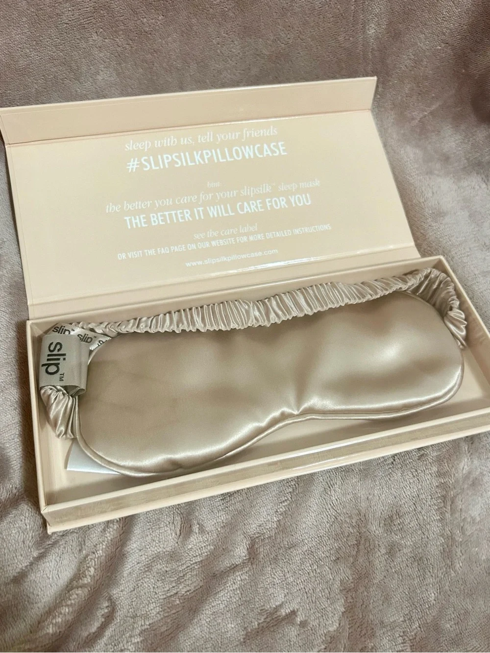 NWT Slip Pure Silk Sleep Mask Sealed In Box - Caramel